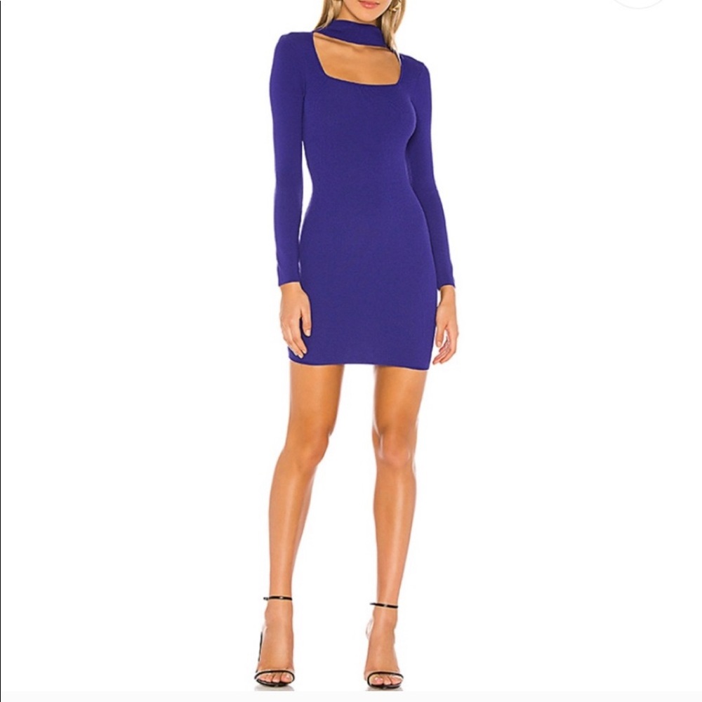 superdown Purple Long Sleeve Square Neck Mini Dress with Neck Band